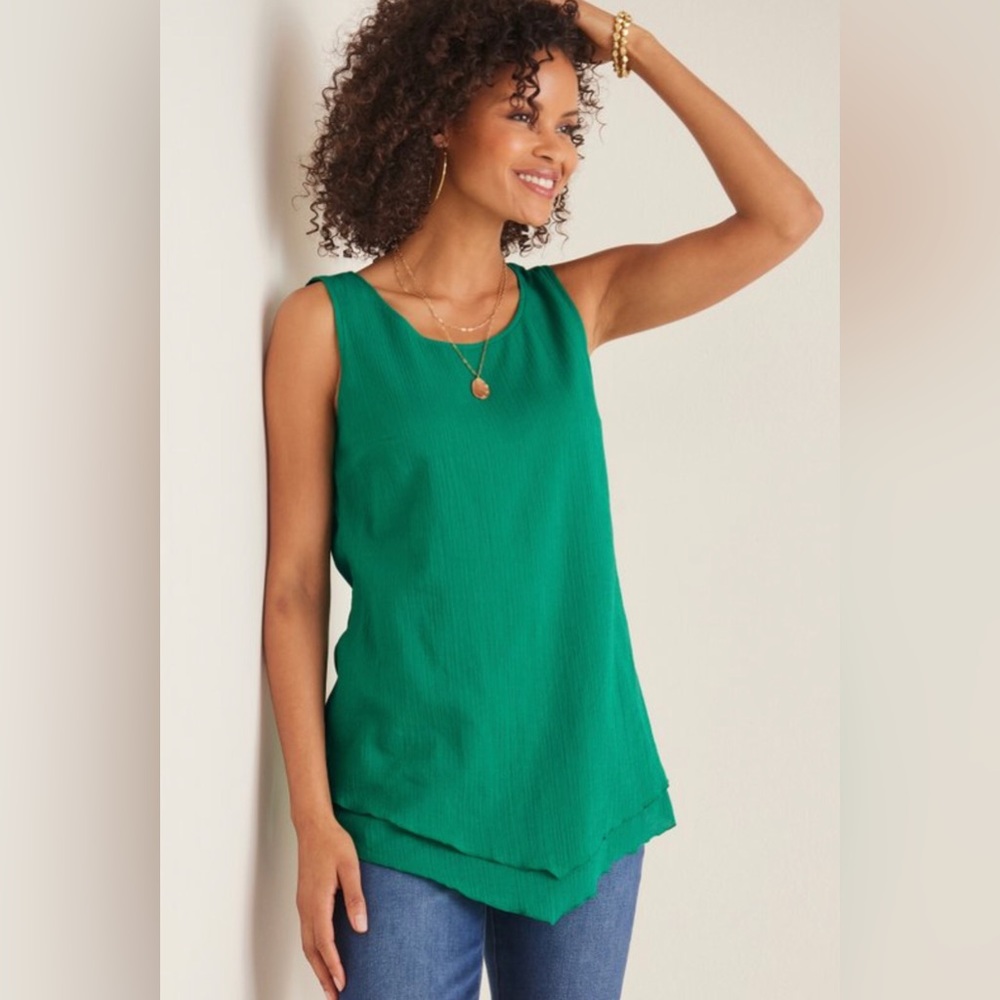 *TWO* Soft Surroundings Sleeveless Tank Tops Black and Green SZ. Medium
